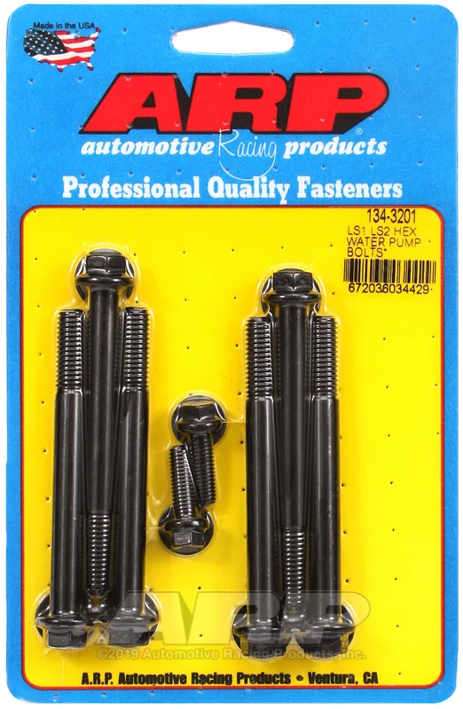 134-3201 – ARP Water Pump Bolt, For Use With Gen III/ LS Series Chevy Small Block Hex Style Head Type Black Oxide Chr...